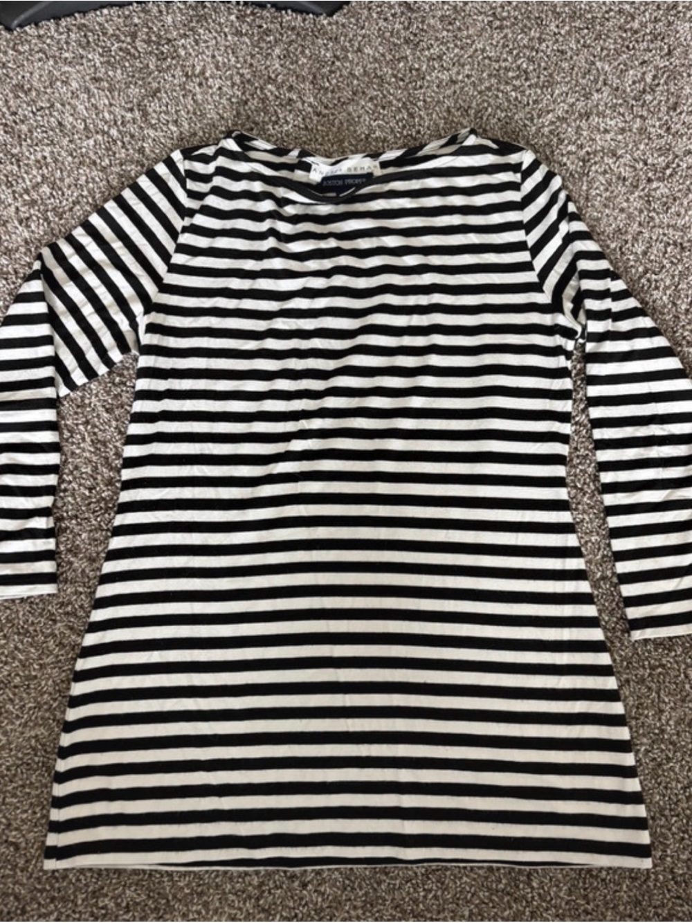 Boston Proper Black and White Striped Long Sleeve top